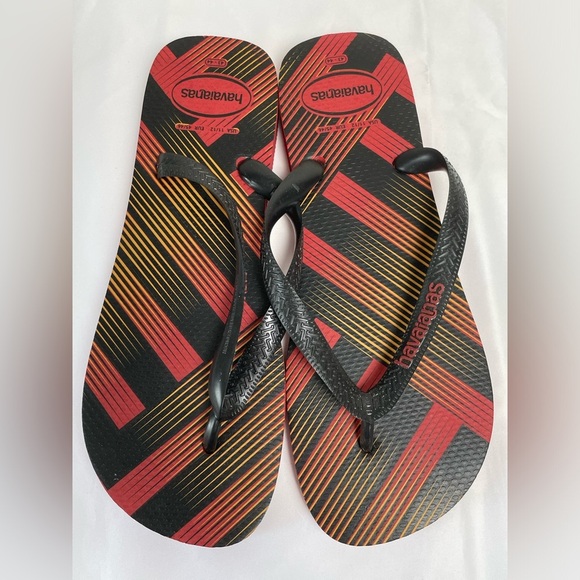 Havaianas Trend Vermelho Apache Red black flip flops Men size 11-12 - Picture 3 of 5